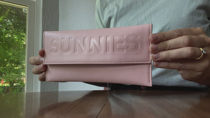 Ethically handmade pink leather sunglasses cases